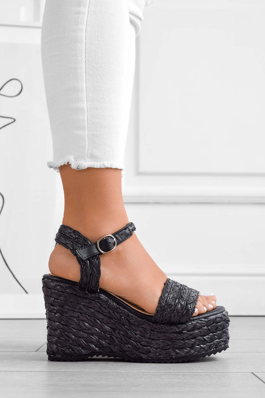 ASJA - Black wedge sandals