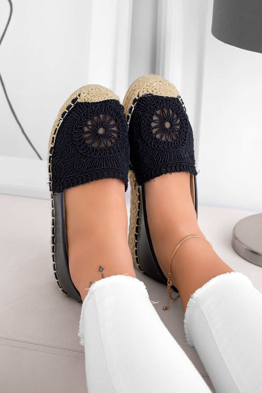 ALEC - Black espadrilles with embroidery
