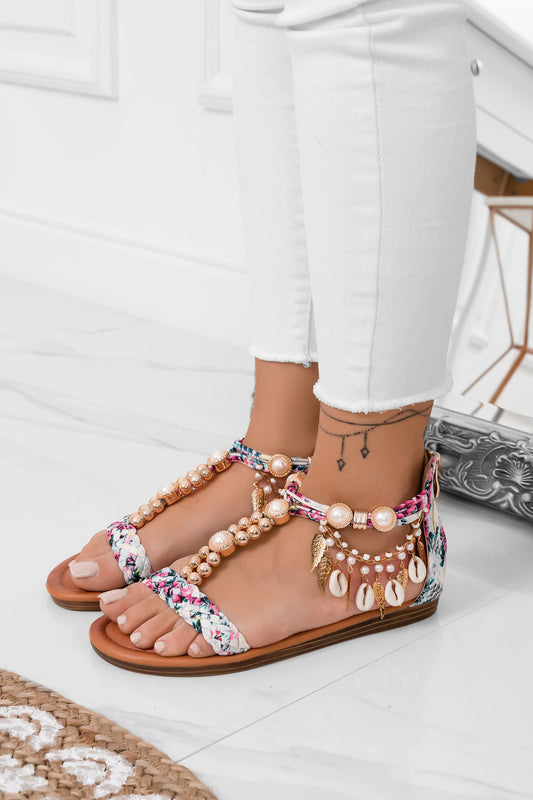 CHERRY - Multicoloured flat sandals with rhinestones