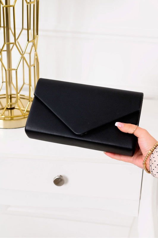 Black faux leather clutch bag B202