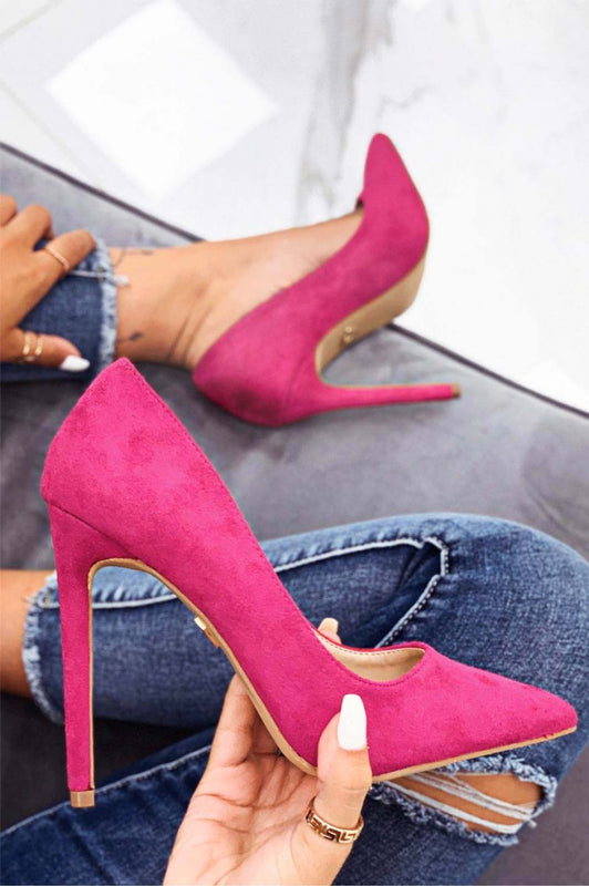 LEXIE - Fuchsia suede pumps with high heel
