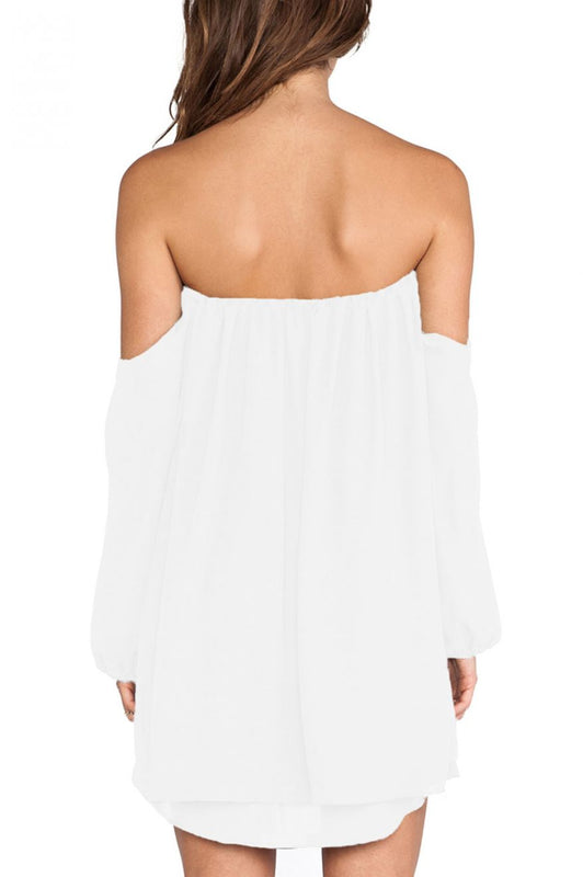 Strapless dress in voile - White