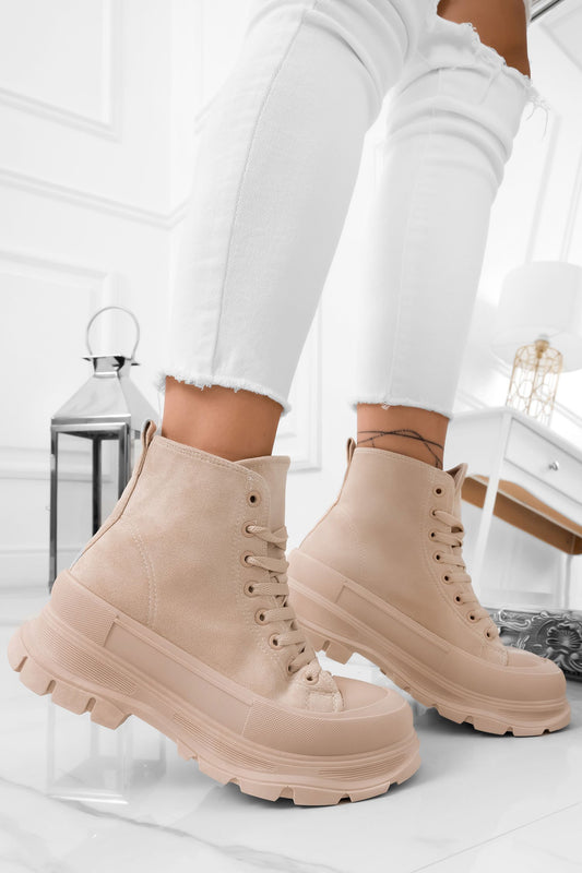 ILENIA - Beige suede sneakers