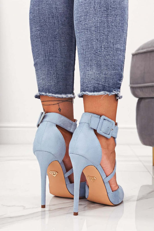 Zapatos de tacón alto azul celeste de ante
