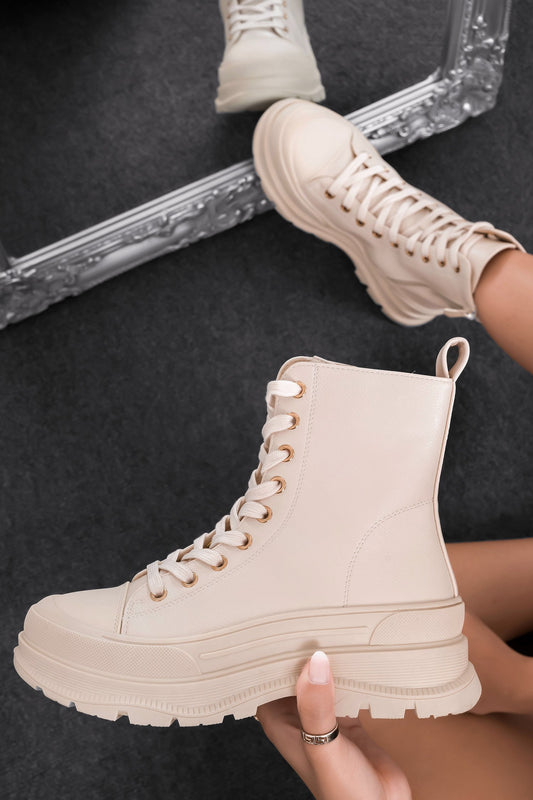 MARIA - Beige sneakers with chunky sole