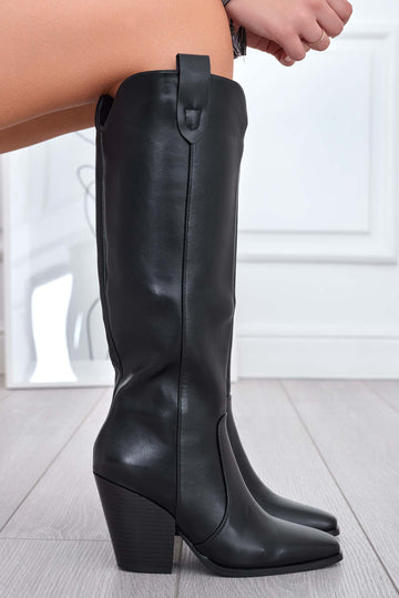 Black camperos boots in faux leather