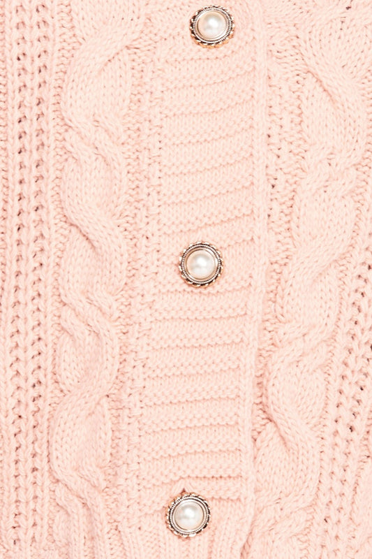 Pink knitted cardigan with pearl buttons