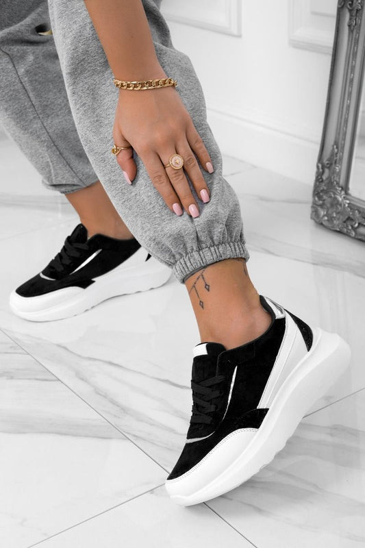 DONATA - White sneakers with black details