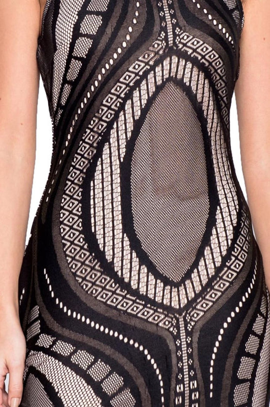 Black patterned armholes dress