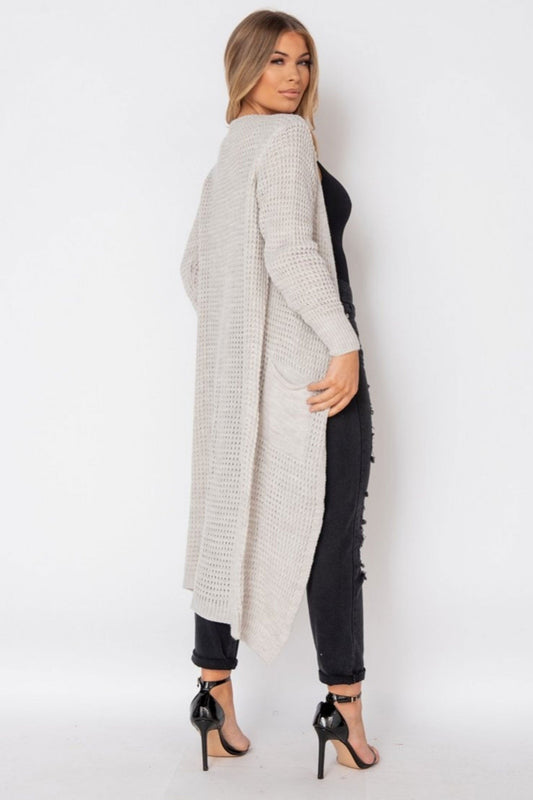 Grey long knitted cardigan