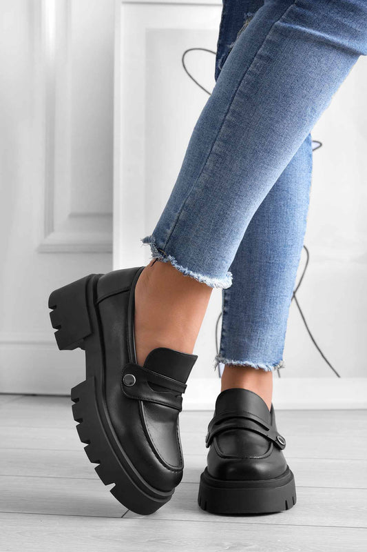 Mocasines plataforma negros Alexoo con accesorios intercambiables