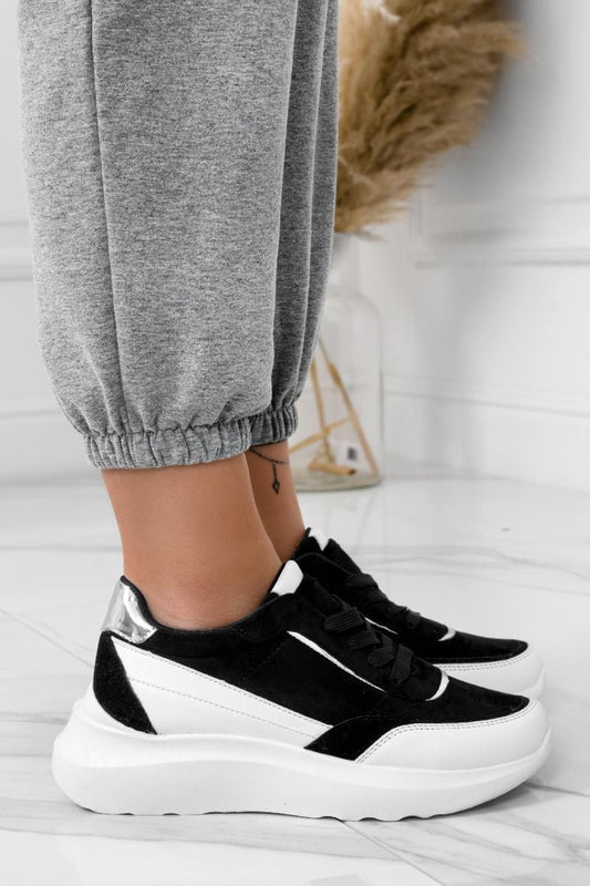 DONATA - White sneakers with black details