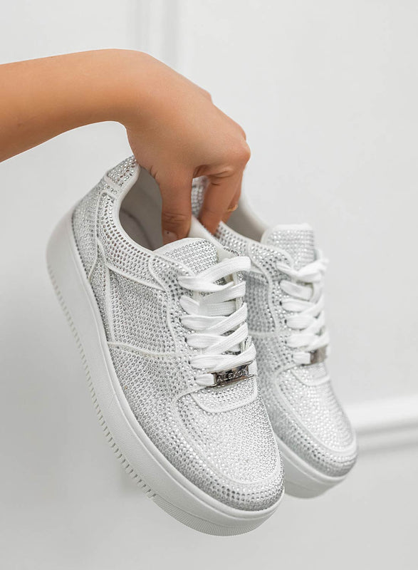 BRITNEY - White jewel Alexoo sneakers