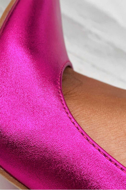 Escarpins fuchsia métallisés à talons hauts