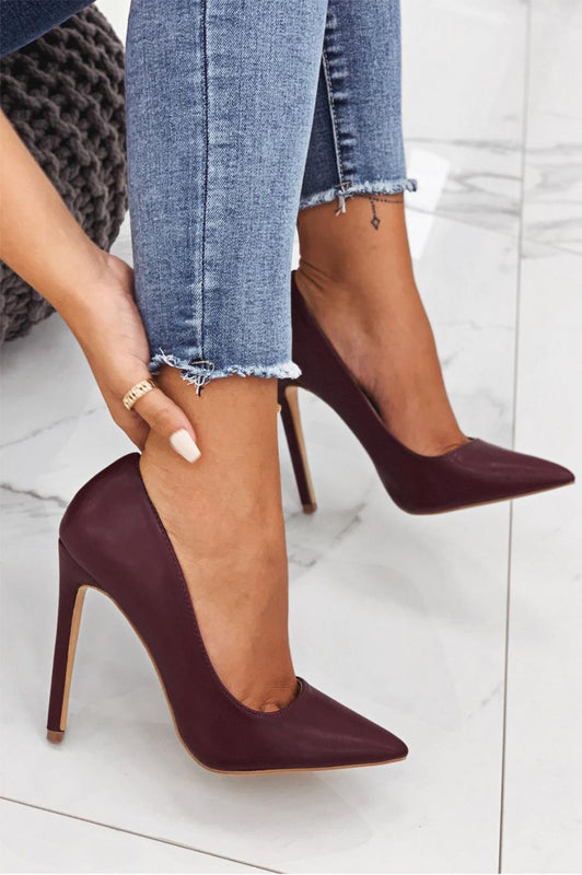Bordeaux faux leather pumps with high heel