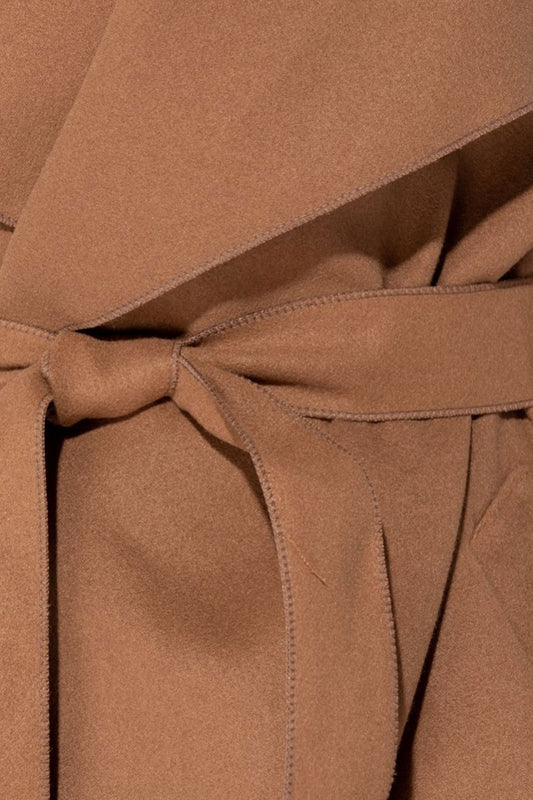 Light brown coat with drawstring waist