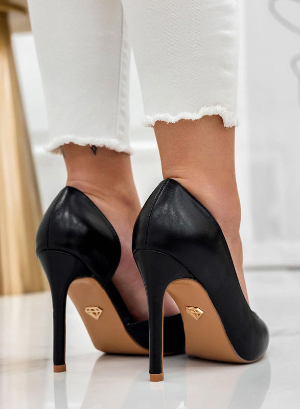 AURORA - Alexoo black pumps with side opening and high heels