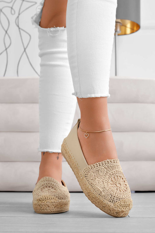 ALEC - Beige espadrilles with embroidery