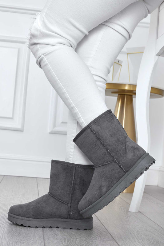 Bottines grises chaudes et rembourrées
