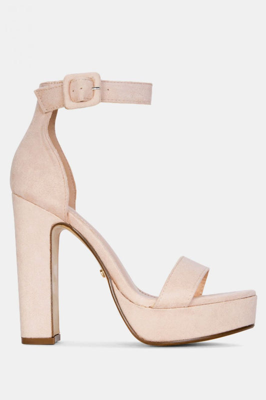 KERI - Beige sandals with ankle strap and high heel