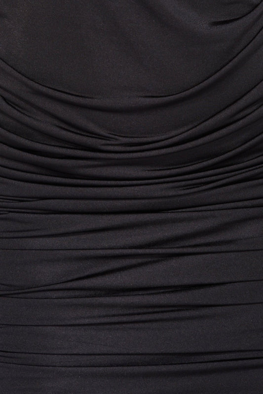 Black elastic dress with plunging neckline