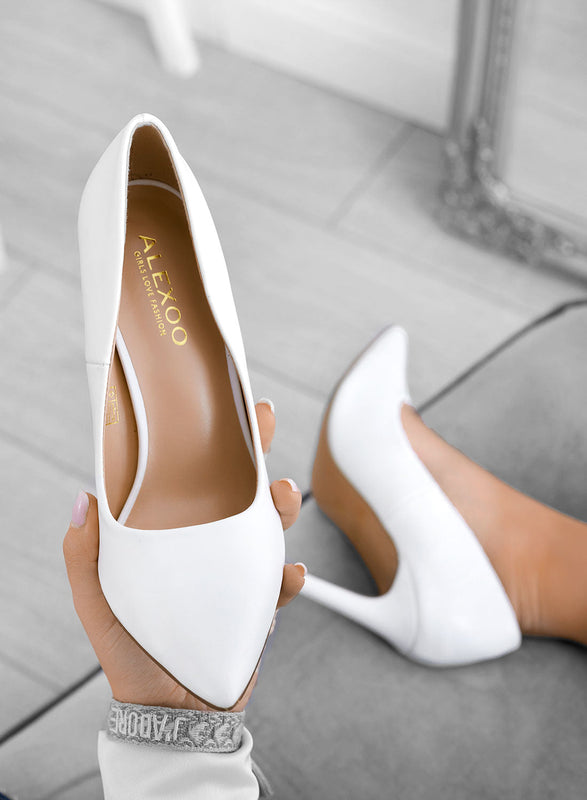 BERTA - White Alexoo pumps in imitation leather with high heel