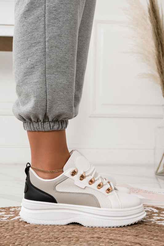 MILLY - White sneakers with beige and black details