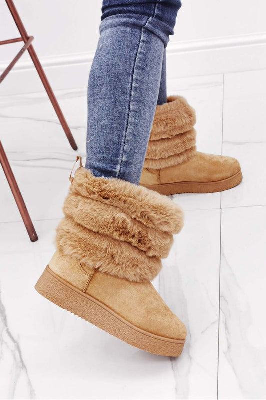 SHANNON - Beige snow boots with faux fur
