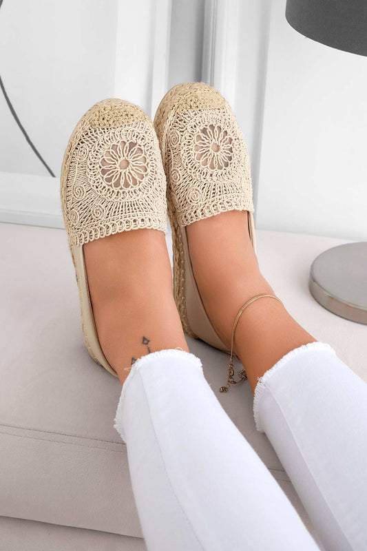 ALEC - Beige espadrilles with embroidery