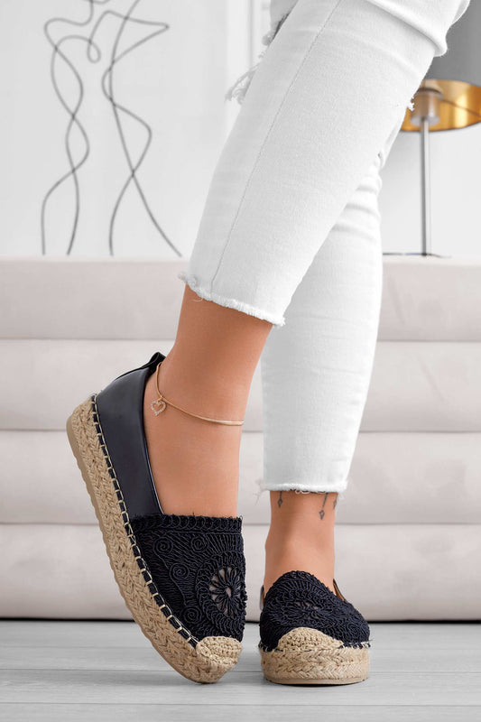 ALEC - Black espadrilles with embroidery