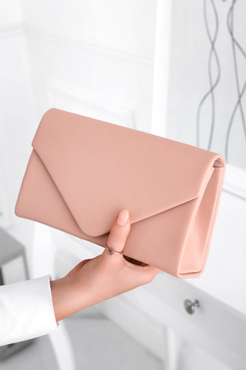 Pink faux leather B205 clutch bag