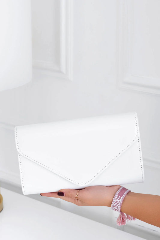 Clutch bag B206 white in patent leather