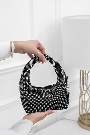 Borsa pochette nera gioiello con strass B208