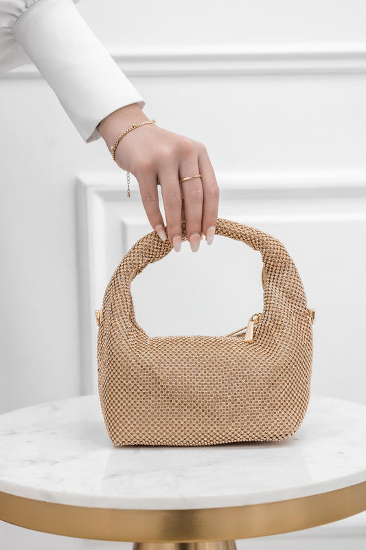 Borsa pochette oro gioiello con strass B208