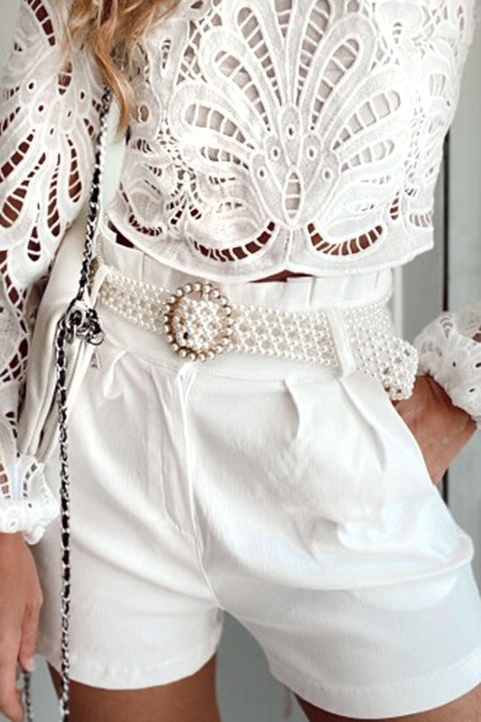 Cinturón blanco de perlas