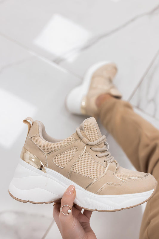 DONER - Beige suede sneakers with chunky sole