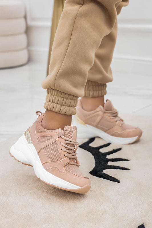 DONER - Pink suede sneakers with chunky sole