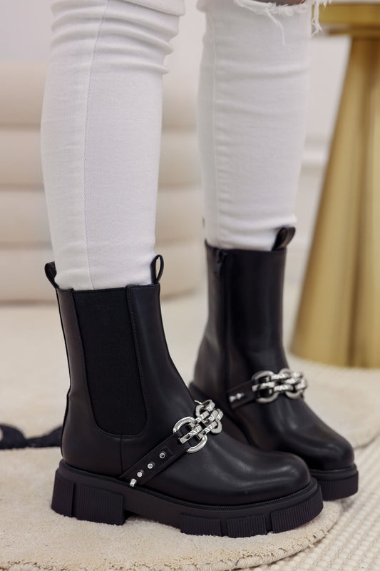 EDEN - Alexoo black ankle boots with chain