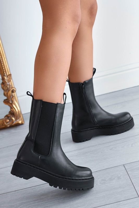 Bottines noires avec élastique latéral